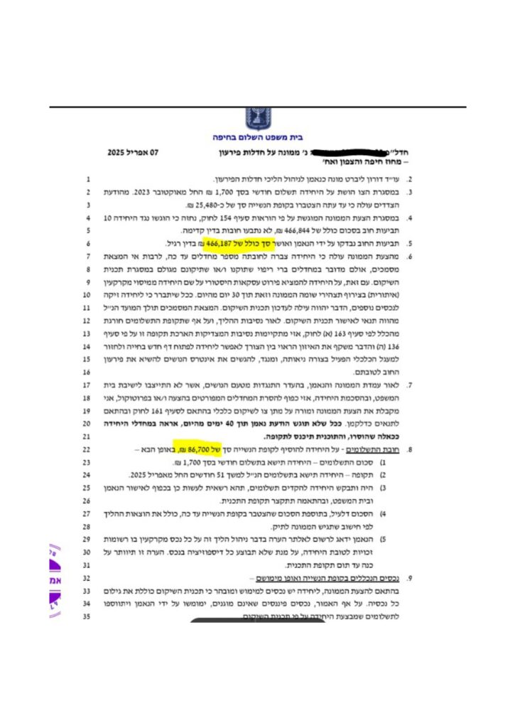 חוב של 466 נסגר ב 86 אלף שח