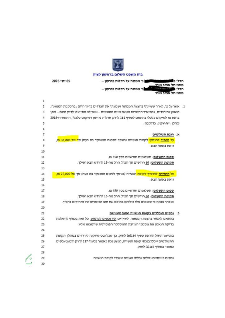 חוב של זוג 600 אלף נסגר יחד ב 60 אלף שח